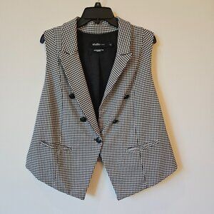 Torrid Studio Ponte Buttoned Tailored Suit Vest Houndstooth Blk/Wht Size 3